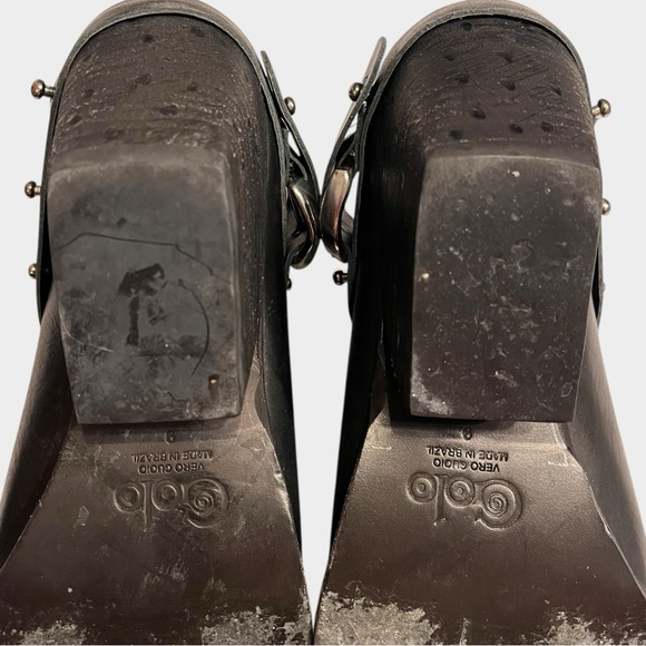 GOLO Woody Noir Black Leather Women's Shoes Mule Booties Size 9 studded western - Picture 9 of 11